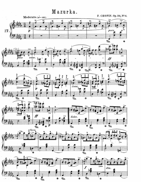 Chopin Mazurka Bb Minor Op 24 No 4 Sheet Music