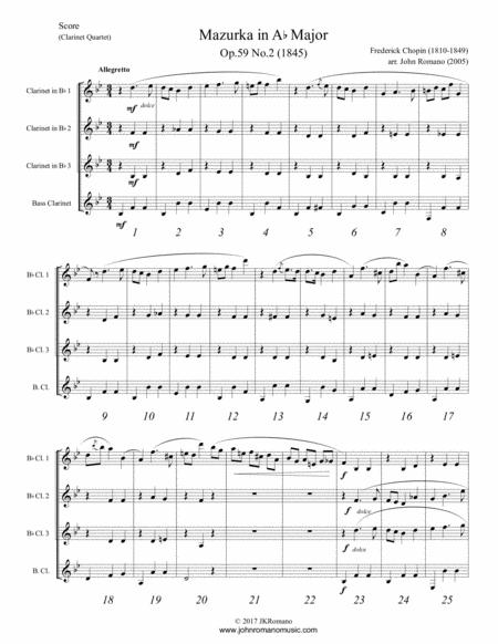 Chopin Mazurka Clarinet Quartet Sheet Music