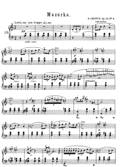Free Sheet Music Chopin Mazurka In A Minor Op 17 No 4