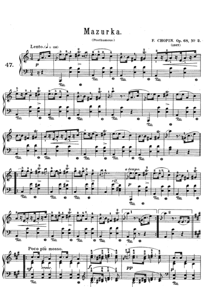 Chopin Mazurka In A Minor Op 68 No 2 Sheet Music