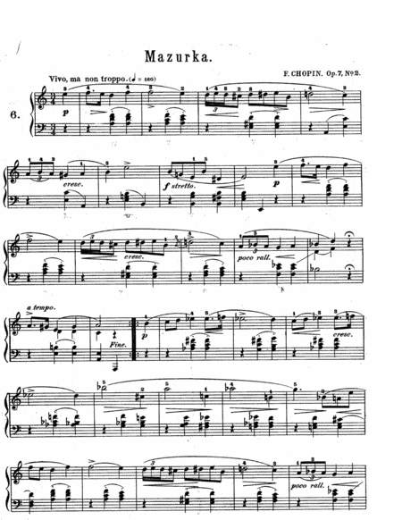 Free Sheet Music Chopin Mazurka In A Minor Op 7 No 2
