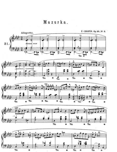 Chopin Mazurka In Ab Major Op 50 No 2 Sheet Music