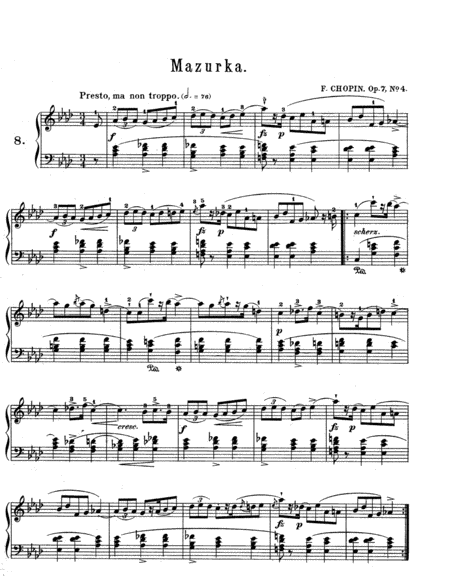 Chopin Mazurka In Ab Major Op 7 No 4 Sheet Music