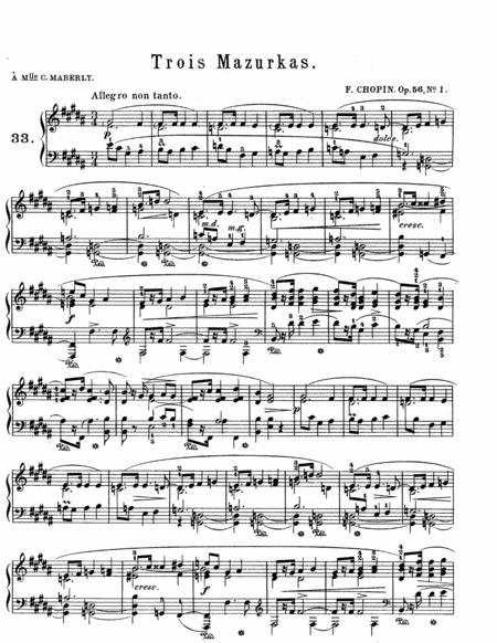 Chopin Mazurka In B Major Op 56 No 1 Sheet Music