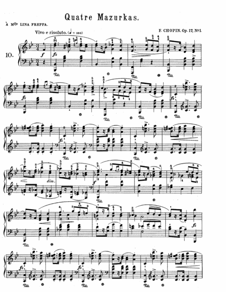 Chopin Mazurka In Bb Major Op 17 No 1 Sheet Music