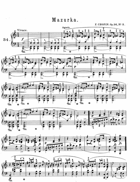 Free Sheet Music Chopin Mazurka In C Major Op 56 No 2