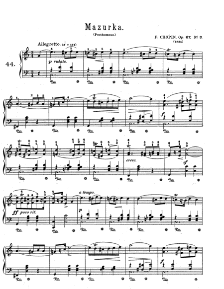 Free Sheet Music Chopin Mazurka In C Major Op 67 No 3