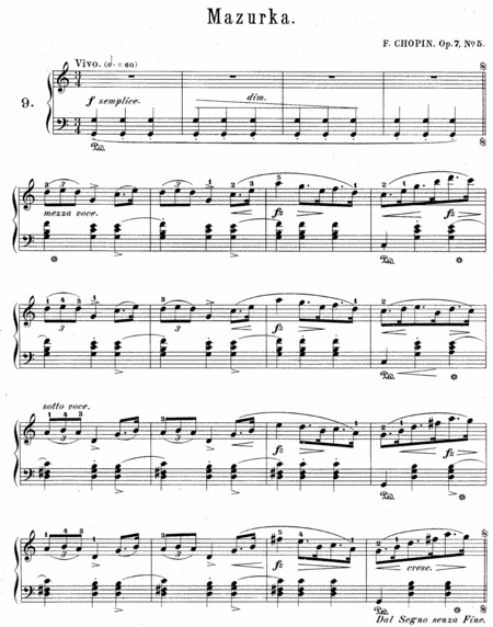 Chopin Mazurka In C Major Op 7 No 5 Sheet Music