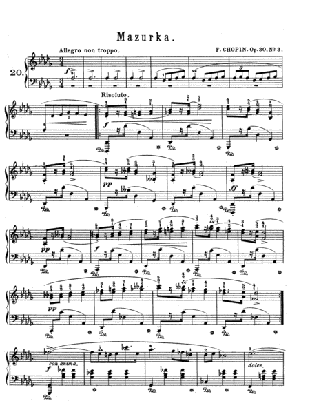 Chopin Mazurka In Db Major Op 30 No 3 Sheet Music