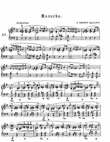 Free Sheet Music Chopin Mazurka In E Minor Op 41 No 2