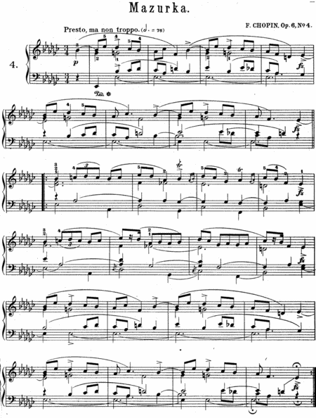 Chopin Mazurka In Eb Minor Op 6 No 4 Sheet Music