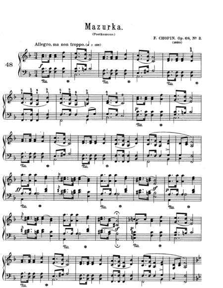 Free Sheet Music Chopin Mazurka In F Major Op 68 No 3