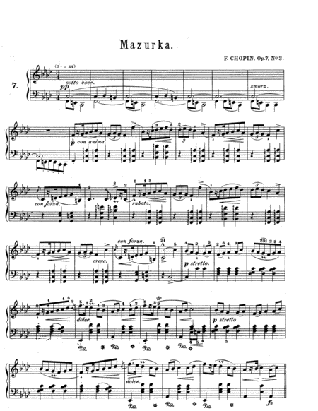 Chopin Mazurka In F Minor Op 7 No 3 Sheet Music