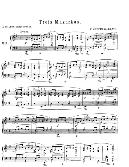 Chopin Mazurka In G Major Op 50 No 1 Sheet Music