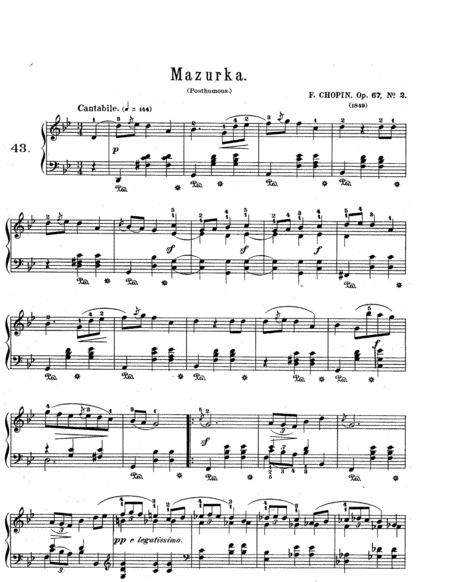 Chopin Mazurka In G Minor Op 67 No 2 Sheet Music