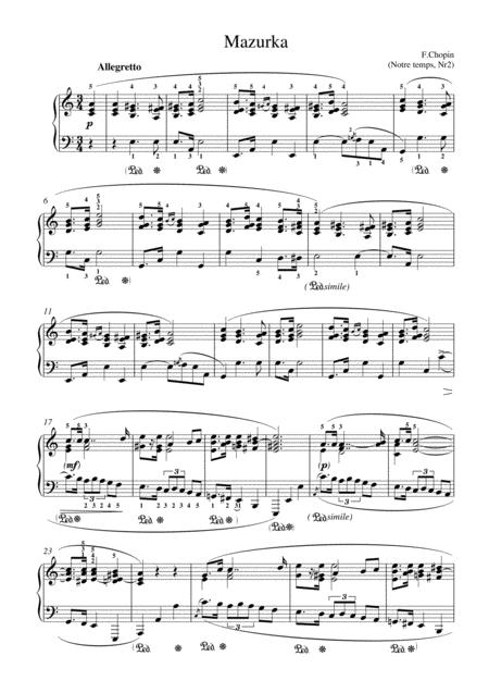 Free Sheet Music Chopin Mazurka N Temps No 2 For Piano Solo