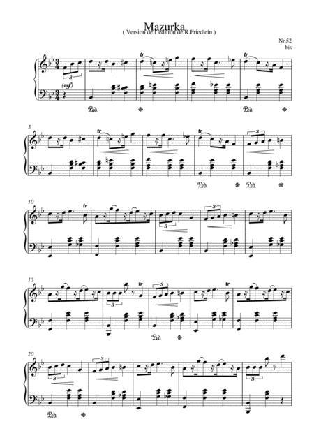 Free Sheet Music Chopin Mazurka No 52 For Piano Solo
