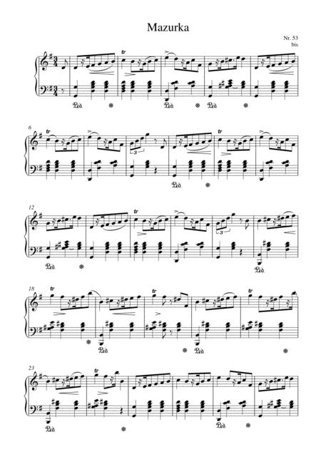 Chopin Mazurka O O No 53 For Piano Solo Sheet Music