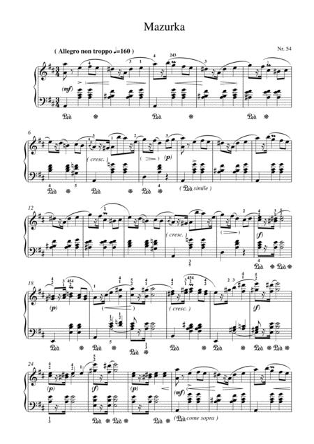 Chopin Mazurka O O No 54 For Piano Solo Sheet Music