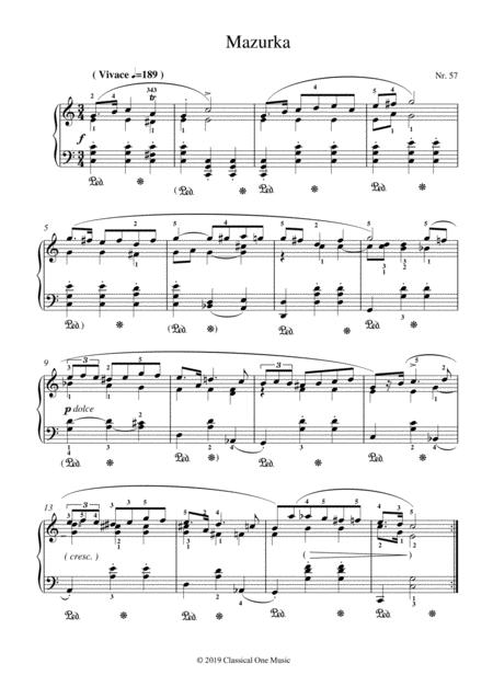 Free Sheet Music Chopin Mazurka O O No 57 For Piano Solo