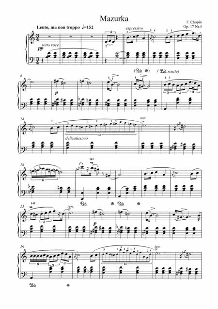 Free Sheet Music Chopin Mazurka Op 17 No 4 For Piano Solo