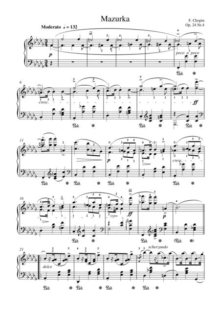 Free Sheet Music Chopin Mazurka Op 24 No 4 For Piano Solo