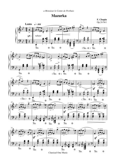 Free Sheet Music Chopin Mazurka Op 24 Nr 1 For Piano Solo