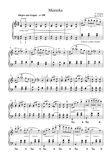 Free Sheet Music Chopin Mazurka Op 24 Nr2 For Piano Solo