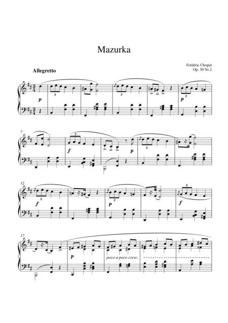 Free Sheet Music Chopin Mazurka Op 30 No 2 For Piano Solo