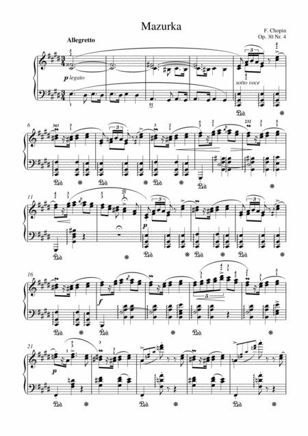 Chopin Mazurka Op 30 No 4 For Piano Solo Sheet Music