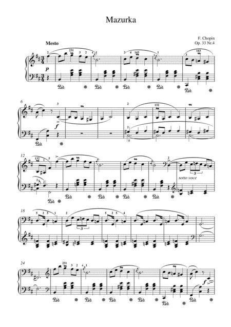 Free Sheet Music Chopin Mazurka Op 33 No 4 For Piano Solo