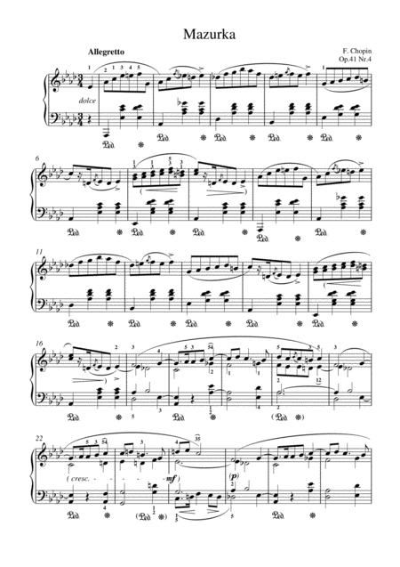 Chopin Mazurka Op 41 No 4 For Piano Solo Sheet Music