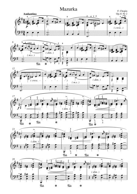 Chopin Mazurka Op 41 Nr 2 For Piano Solo Sheet Music