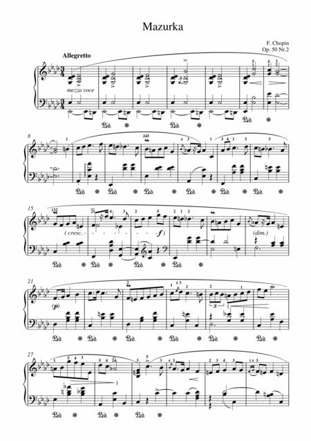 Free Sheet Music Chopin Mazurka Op 50 No 2 For Piano Solo