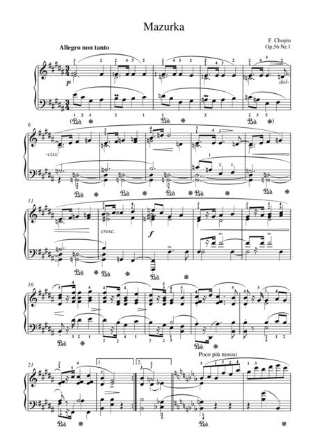 Free Sheet Music Chopin Mazurka Op 56 No 1 For Piano Solo