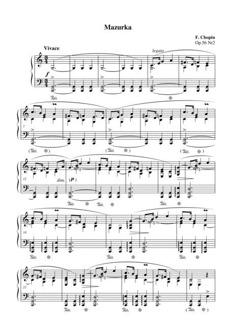 Chopin Mazurka Op 56 No 2 For Piano Solo Sheet Music