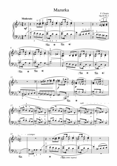 Chopin Mazurka Op 56 No 3 For Piano Solo Sheet Music