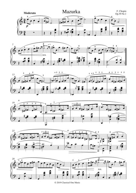 Chopin Mazurka Op 59 No 1 For Piano Solo Sheet Music