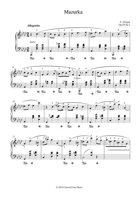 Free Sheet Music Chopin Mazurka Op 59 No 2 For Piano Solo