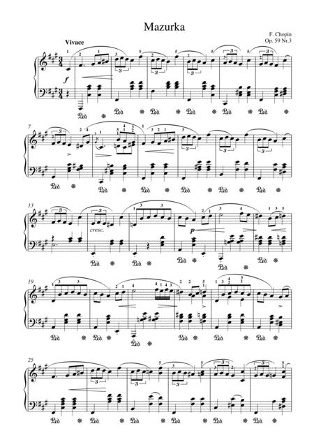 Free Sheet Music Chopin Mazurka Op 59 No 3 For Piano Solo