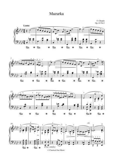 Free Sheet Music Chopin Mazurka Op 63 2 For Piano Solo