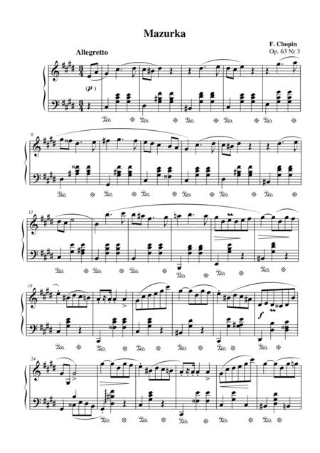 Chopin Mazurka Op 63 3 For Piano Solo Sheet Music