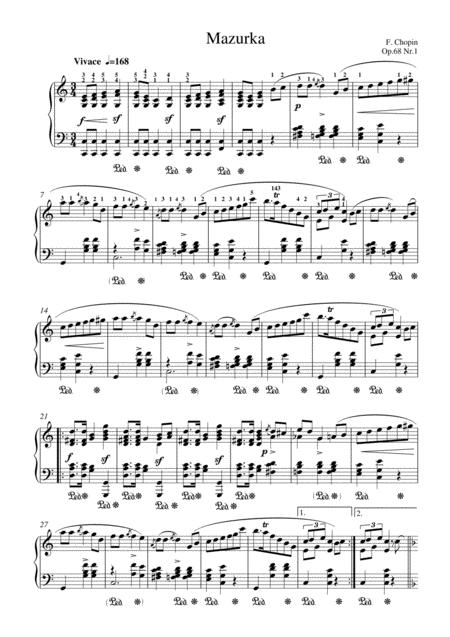 Free Sheet Music Chopin Mazurka Op 68 No 1 For Piano Solo