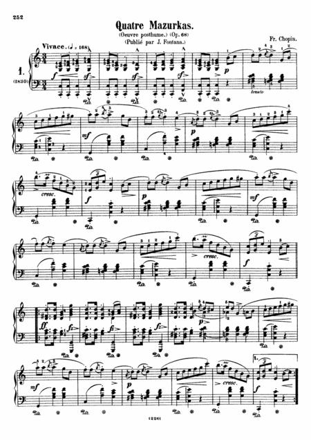 Chopin Mazurka Op 68 No 1 In C Major Original Version Sheet Music