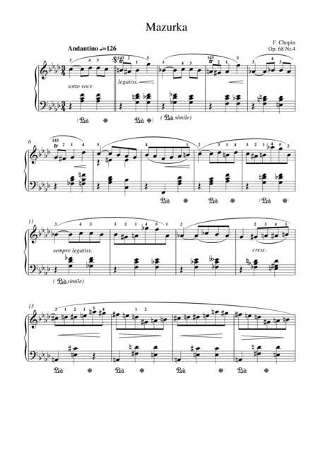 Chopin Mazurka Op 68 No 4 For Piano Solo Sheet Music