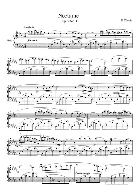 Chopin Nocturne Op 9 No 1 In Bb Minor Sheet Music