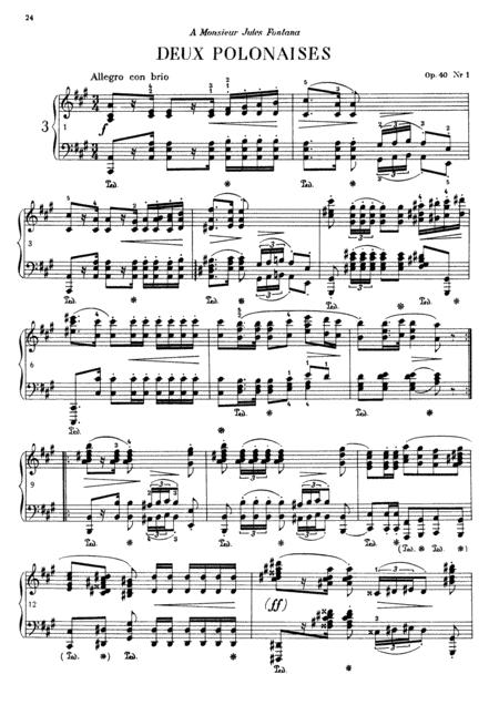 Chopin Polonaise Op 40 No 1 In A Major Military Original Version Sheet Music