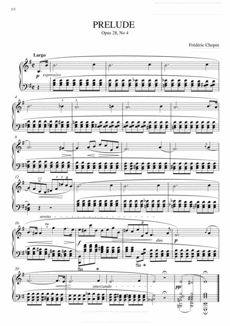 Chopin Prelude Op 28 No 4 In E Minor Complete Version Sheet Music