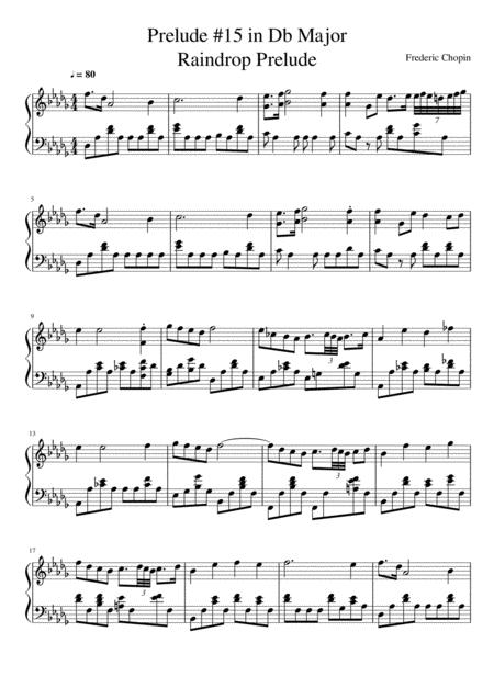 Chopin Raindrop Prelude Op 28 No 15 In Db Major Sheet Music