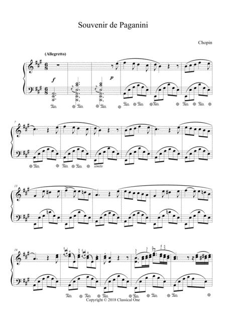 Chopin Souvenir De Paganini For Piano Solo Sheet Music